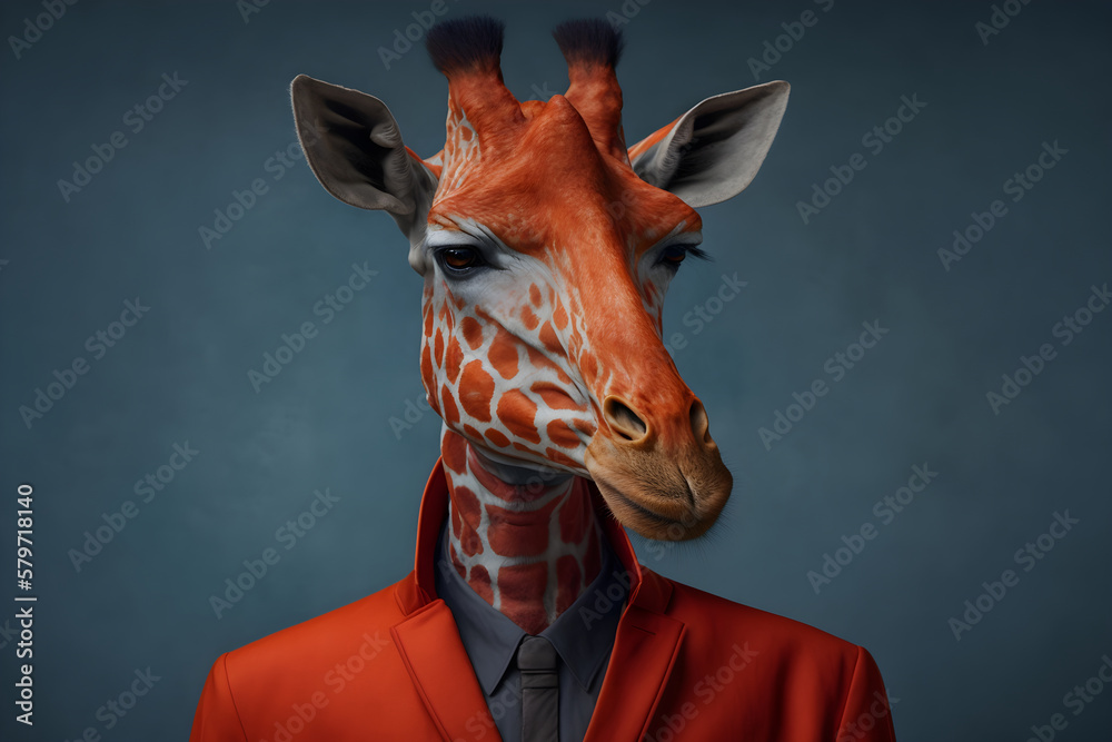 The Striking Zebra in a Handsome Red Suit, A Creative Valentine's Day Stock Image of Animals in Red Suit. Generative AI 