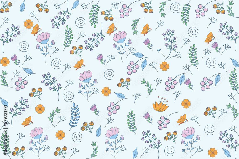 vector floral pattern. floral and leaf motifs arranged randomly for textile print, wrapping paper or packaging. vector floral pattern. floral and leaf motifs arranged randomly for textile print, wrapping paper or packaging.