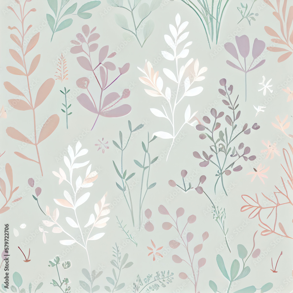 floral background pattern with leaves