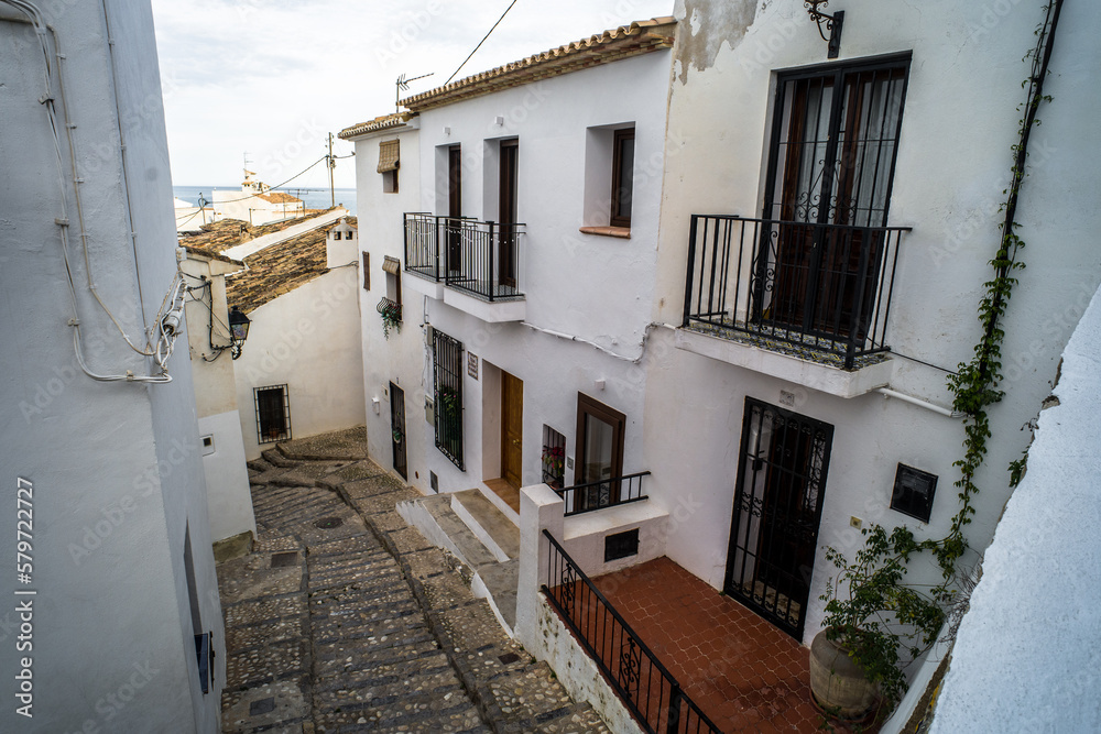 Fototapeta premium classic old white houses, charming streets of the historic town of Altea
