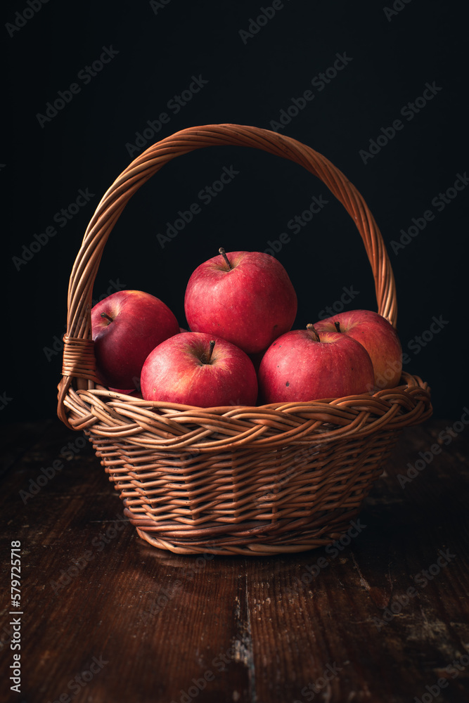 harvested apples in a basket harvested apples in a basket