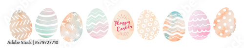 Easter eggs drawn in watercolor