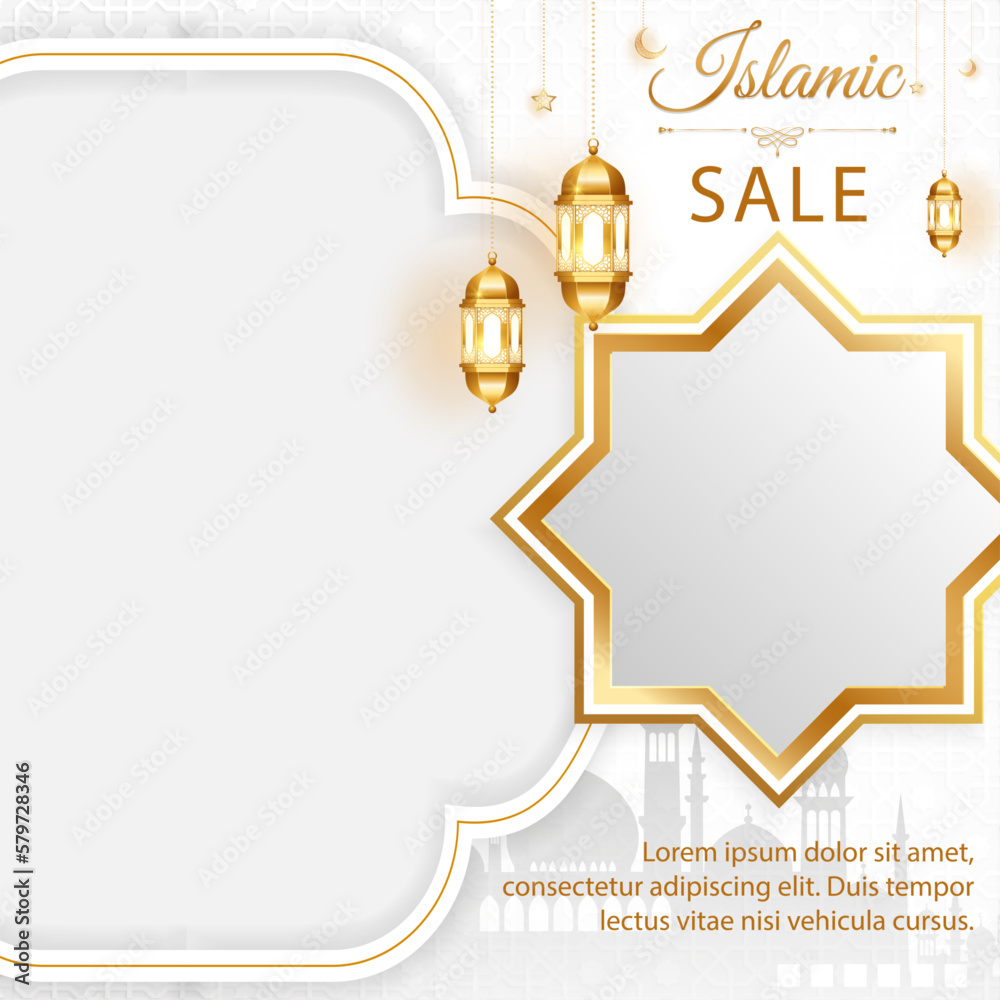 Islamic Arabic Luxury Background with Geometric pattern and Beautiful Ornament