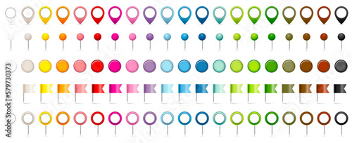 Set 5 Verschiedene Nadeln, Runde Pins, Flaggen Und Magnete 20 Bunte Farben