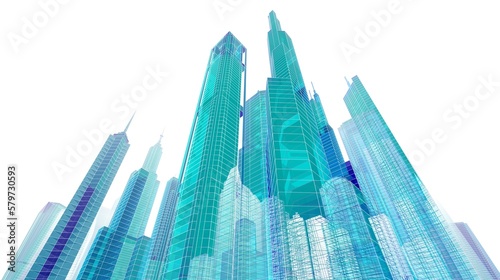 Skyscrapers in the city 3d rendering