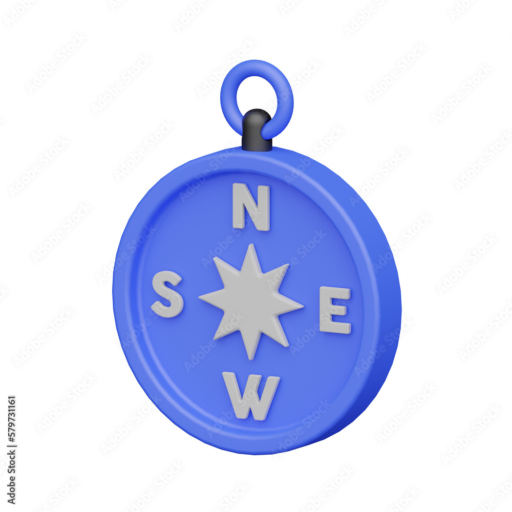 Fototapeta premium Compass 3d realistic object design vector icon illustration