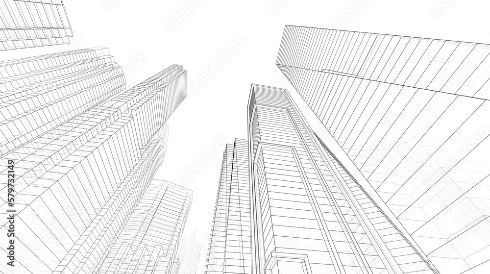 Fototapeta premium Skyscrapers in the city 3d rendering