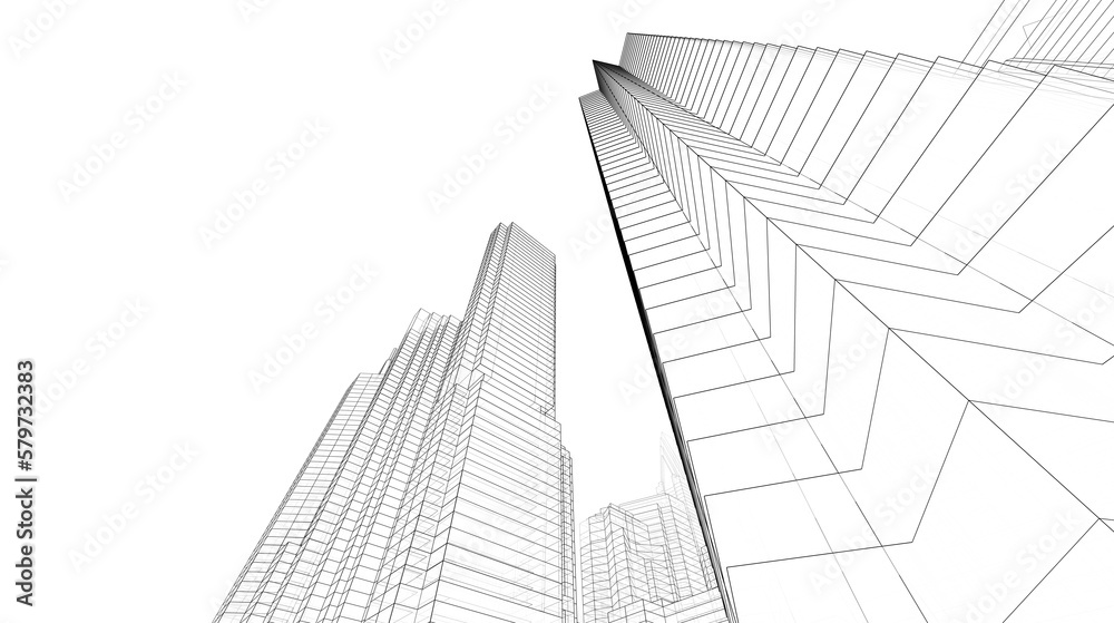 Skyscrapers in the city 3d rendering