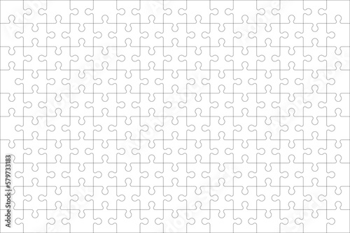 Puzzles grid - blank template. Jigsaw puzzle with 150 pieces. Mosaic background for thinking game is 15x10 size. Game with details.