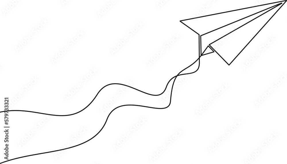 Paper plane continuous one line drawing. Paper airplane of one line art style. Paper plane continuous one line drawing. Paper airplane of one line art style.