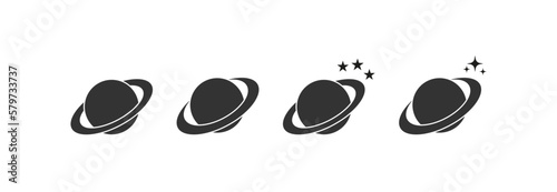 Planet icon set. Saturn and star vector desing.