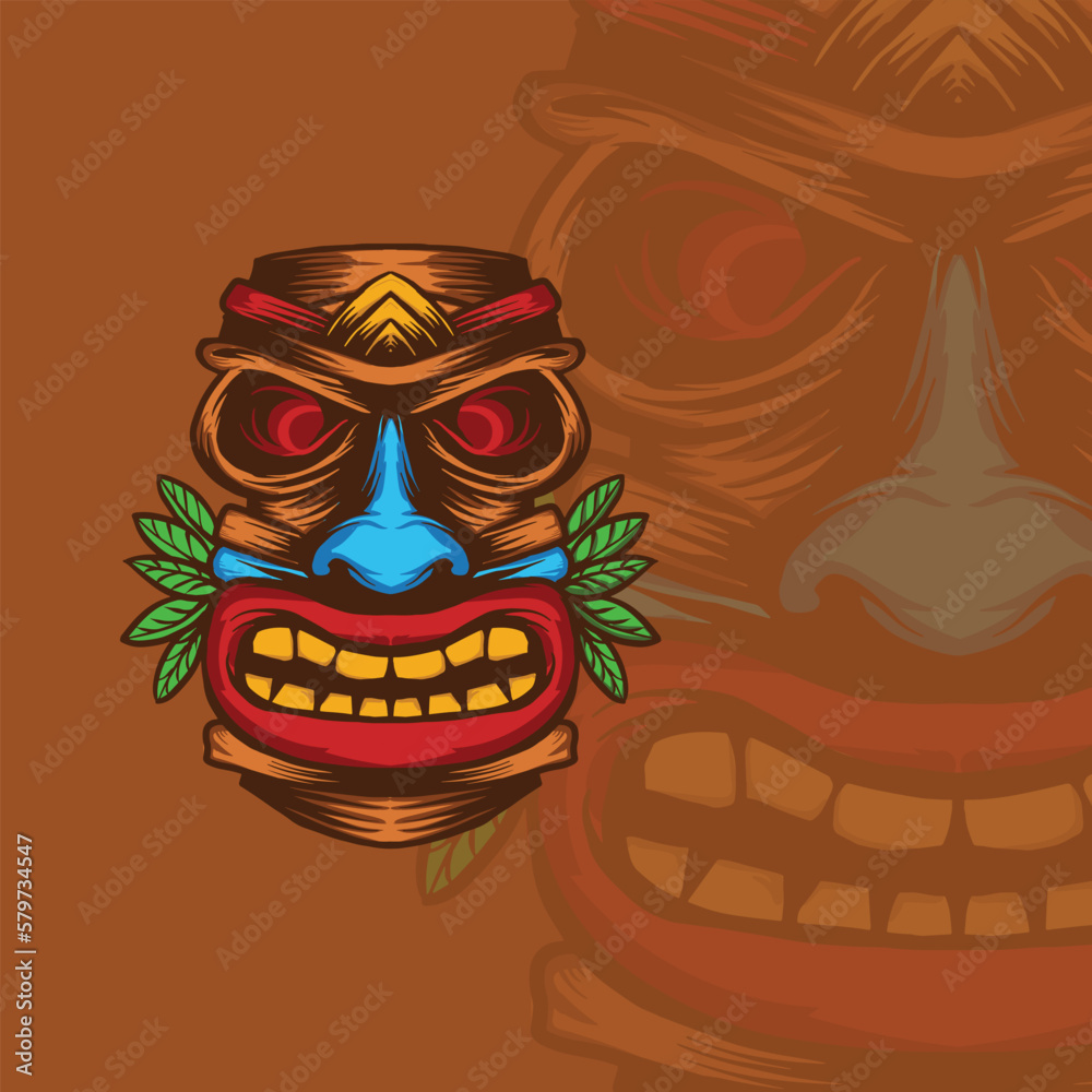 tiki mask illustration for logo and tshirt design 04 tiki mask illustration for logo and tshirt design 04