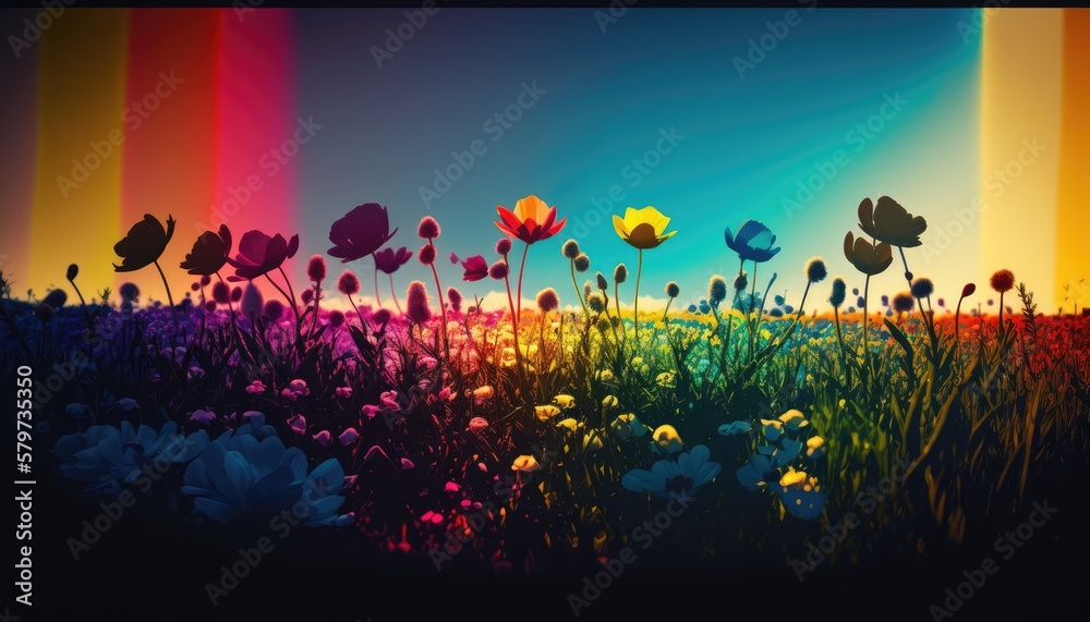 Flowerfield in pride colours, made with generated ai Flowerfield in pride colours, made with generated ai