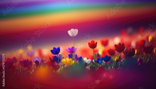 Flowerfield in pride colours, made with generated ai