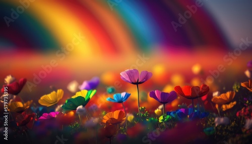 Flowerfield in pride colours, made with generated ai