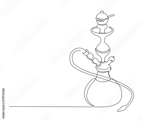 Continuous one line drawing of hookah, tobacco smoking equiptment. simple  sheesha outline vector illustration.