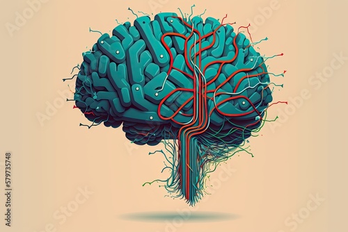 Brain Connected With Wires