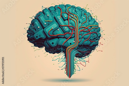 Brain Connected With Wires