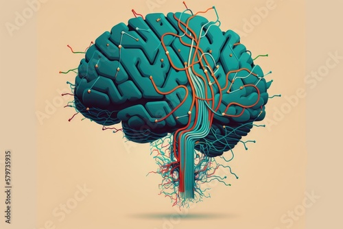 Brain Connected With Wires