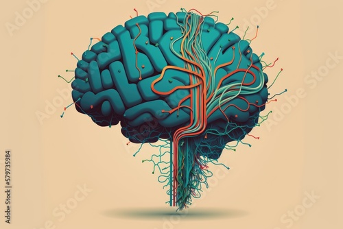 Brain Connected With Wires