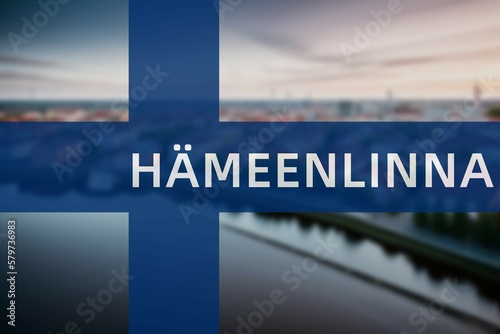 Hämeenlinna: Ortsname der finischen Stadt Hämeenlinna in der Region Kanta-Häme auf der finnischen Flagge