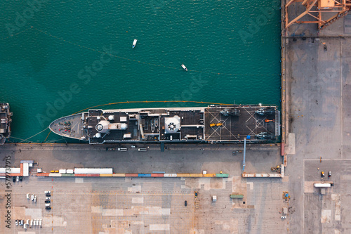 Canvas Print Aerial top view of USS John P