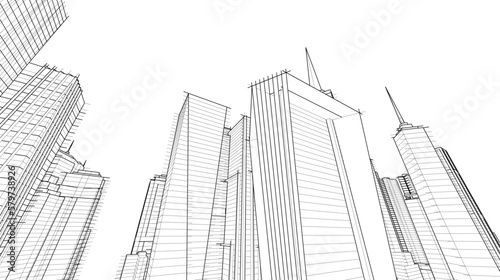 Skyscrapers in the city 3d illustration