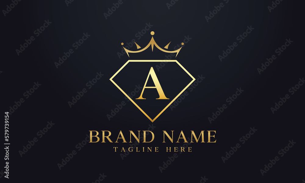 Diamond crown logo. Luxury queen logo for jewelry with letters Diamond crown logo. Luxury queen logo for jewelry with letters