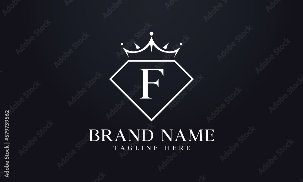 Diamond crown logo. Luxury queen logo for jewelry with letters Diamond crown logo. Luxury queen logo for jewelry with letters