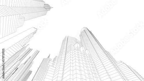 Skyscrapers in the city 3d illustration