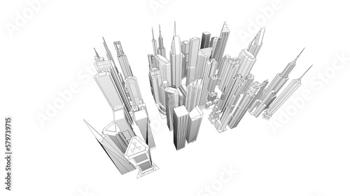 Skyscrapers in the city 3d illustration