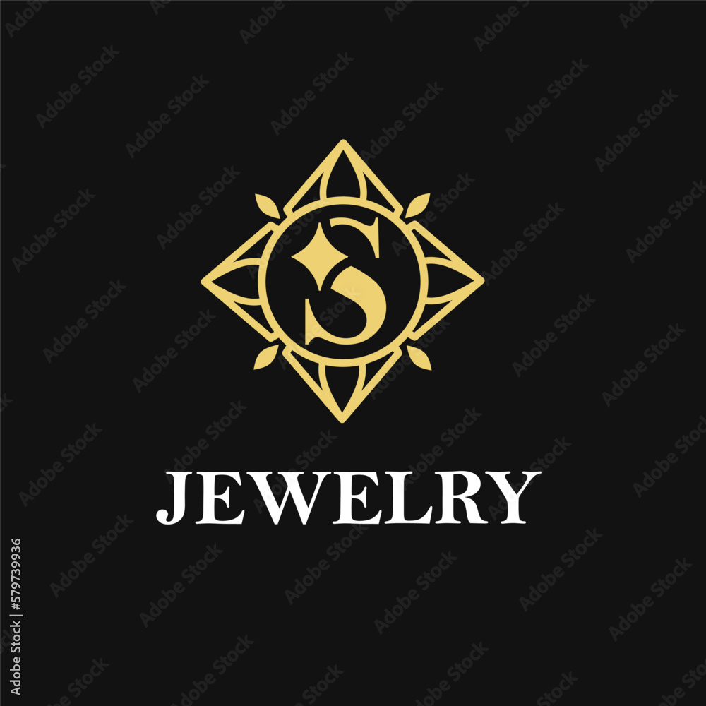 S Letter with Sparkle and Diamond Icon for Jewelry Ring, Necklace, Accessories Retail, Store Business Workshop Logo Template