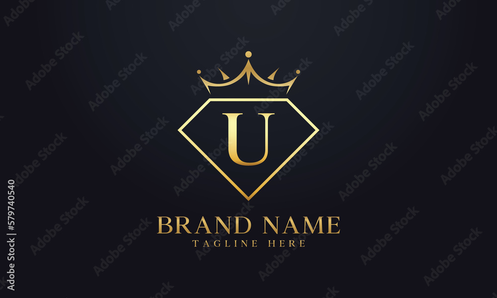 Diamond crown logo. Luxury queen logo for jewelry with letters Diamond crown logo. Luxury queen logo for jewelry with letters