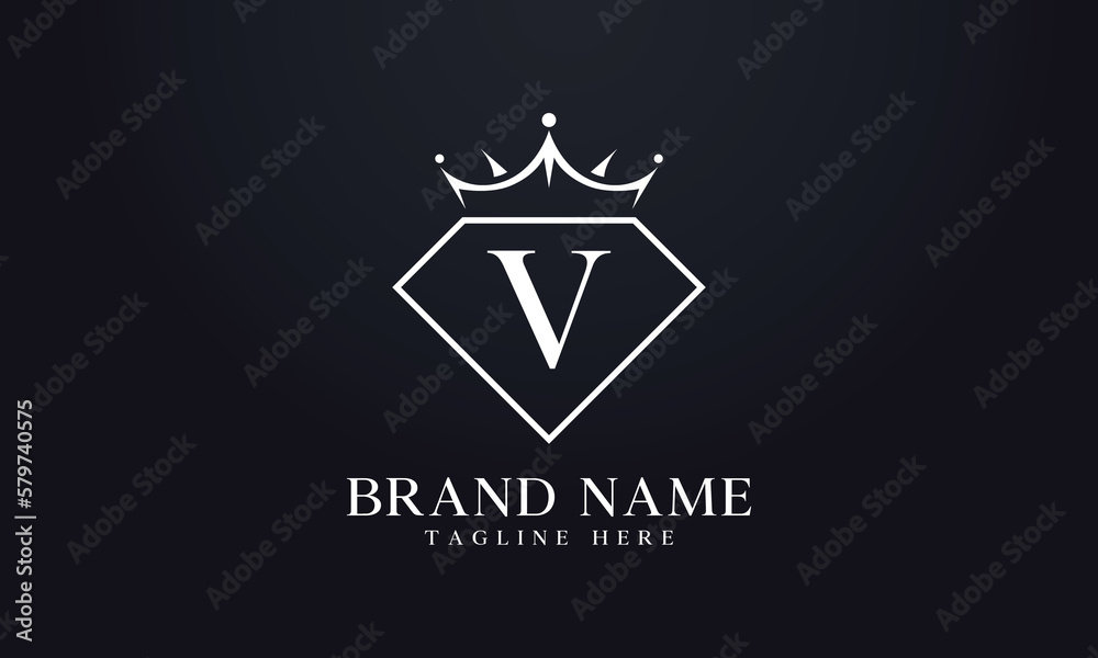 Diamond crown logo. Luxury queen logo for jewelry with letters Diamond crown logo. Luxury queen logo for jewelry with letters