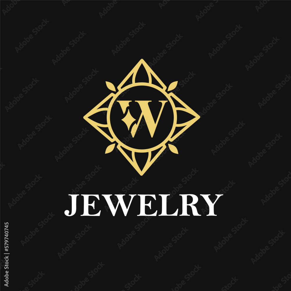 W Letter with Sparkle and Diamond Icon for Jewelry Ring, Necklace, Accessories Retail, Store Business Workshop Logo Template W Letter with Sparkle and Diamond Icon for Jewelry Ring, Necklace, Accessories Retail, Store Business Workshop Logo Template