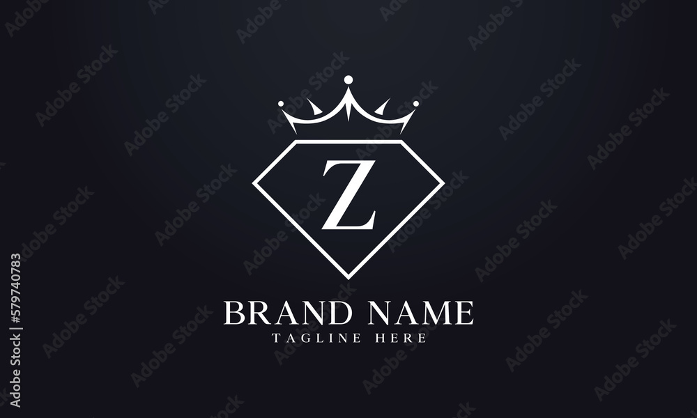 Diamond crown logo. Luxury queen logo for jewelry with letters Diamond crown logo. Luxury queen logo for jewelry with letters