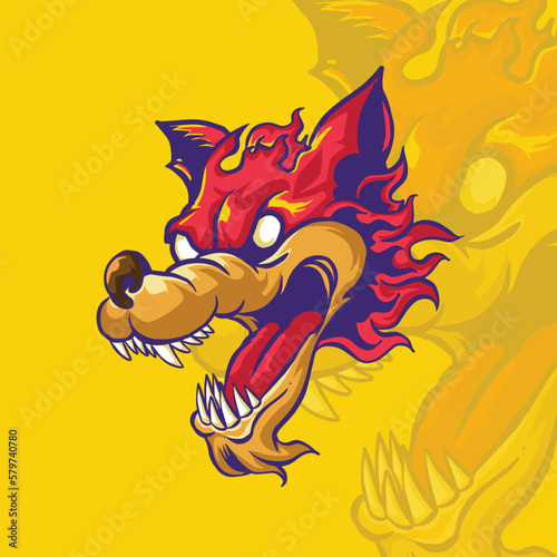 Fototapeta Naklejka Na Ścianę i Meble -  flame fox illustration for logo and tshirt design