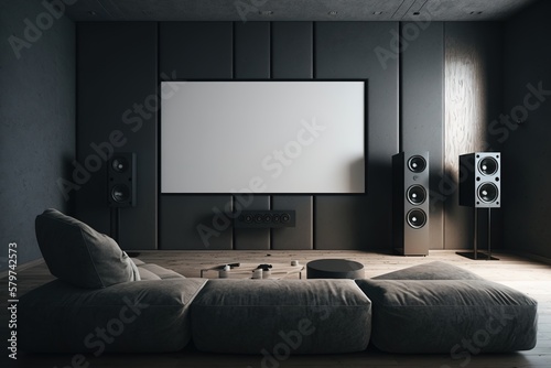 Home cinema in modern interior 