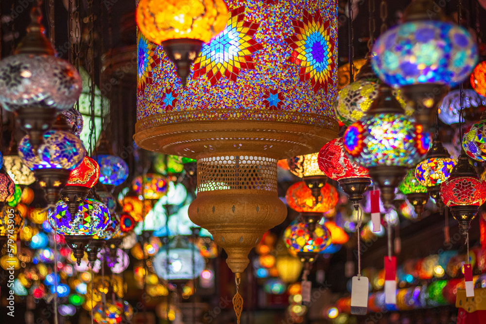 Turkish mosaic lamp on display at Camden market in London, England