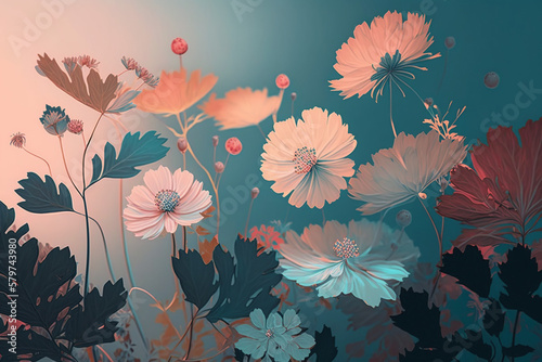 Wunderschöner floraler Blumen Hintergrund, farbenfroh, pastell photo