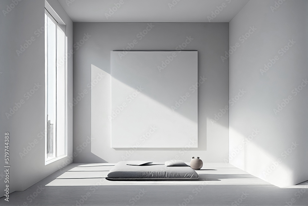 Modern minimalist white meditation room as interior design concept