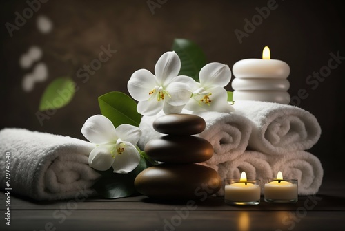 Massage zen aromatherapy spa beauty background. Generative AI