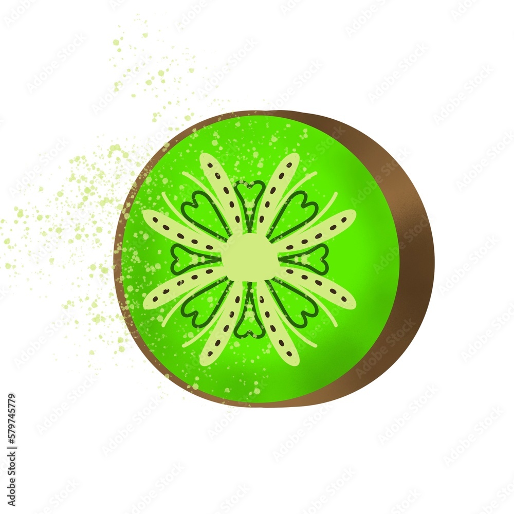 Styled kiwi fruit, hand drawn Styled kiwi fruit, hand drawn