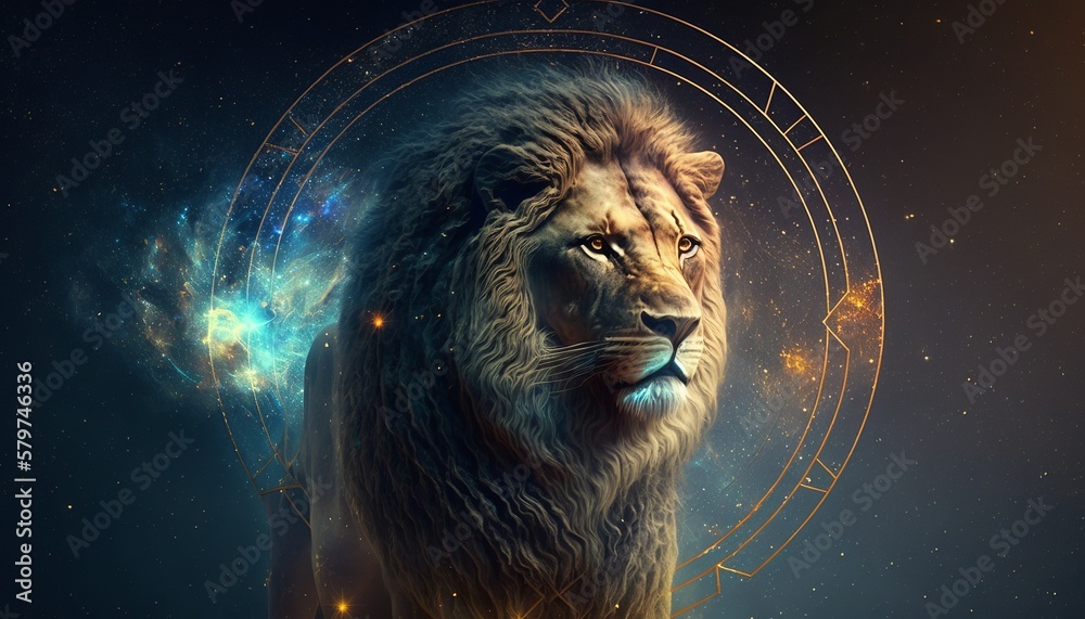 Astrological Leo (lion) sign on space background, fifth astrological sign in the zodiac. Concept of horoscope and fortune telling concept. Astrological Leo (lion) sign on space background, fifth astrological sign in the zodiac. Concept of horoscope and fortune telling concept.