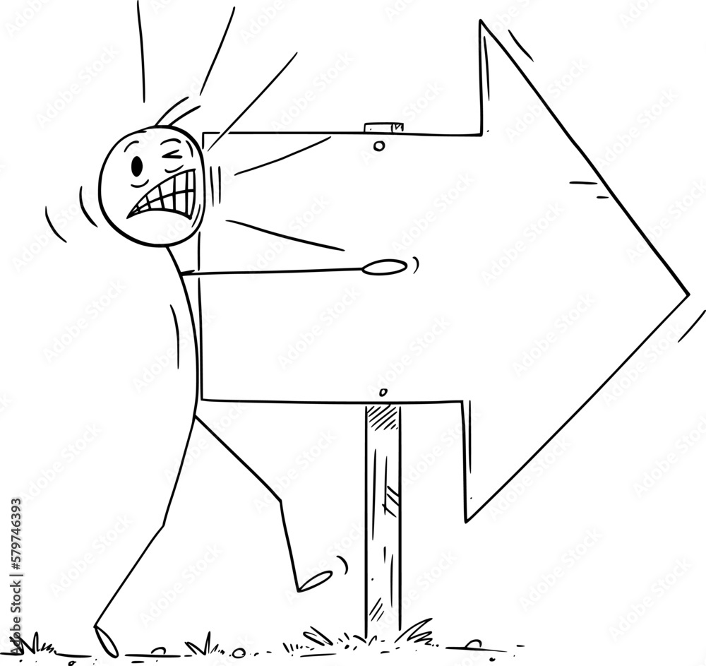 Problem to Find Solution or Direction , Vector Cartoon Stick Figure Illustration Problem to Find Solution or Direction , Vector Cartoon Stick Figure Illustration