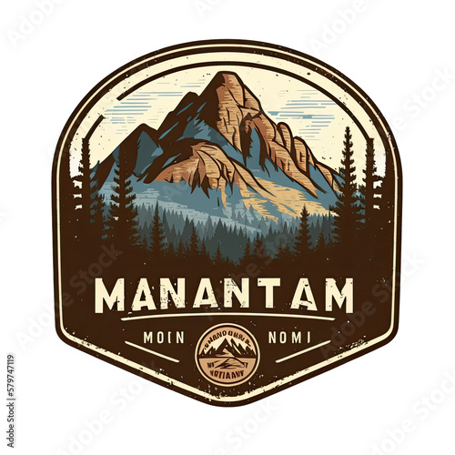 Generative AI illustration of a Mountain outdoor national park logo emblem badge patch illustration vintage grunge vector