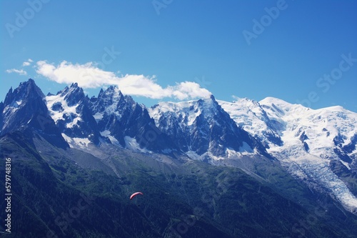 paraglider over Chamonix valley