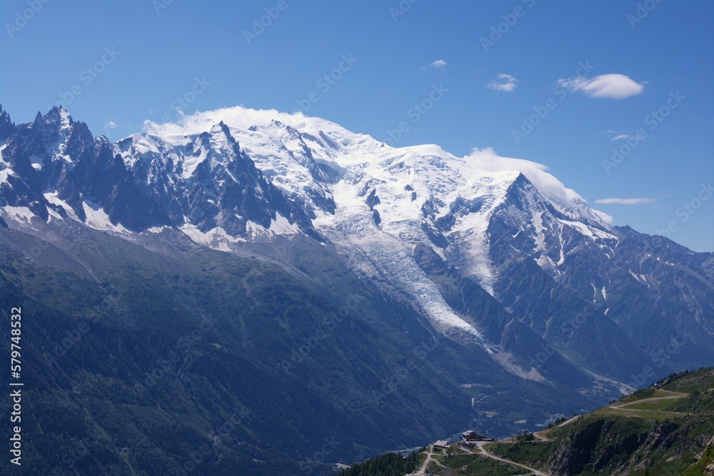 view on Mont Blanc massive over Chamonix  valley