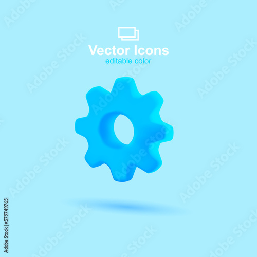3d vector icon. Social media set. Gear icon. Settings symbol.	