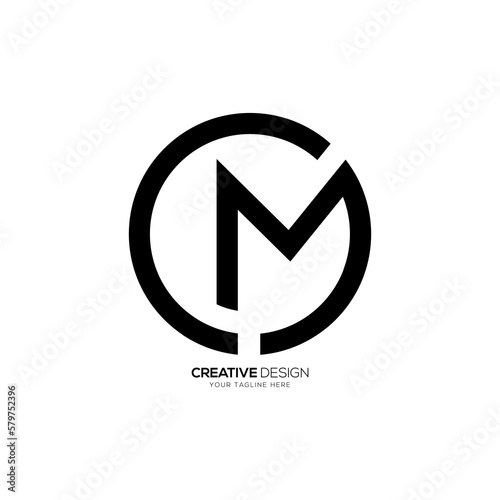 Letter CM or MC in circle brand creative monogram logo concept design